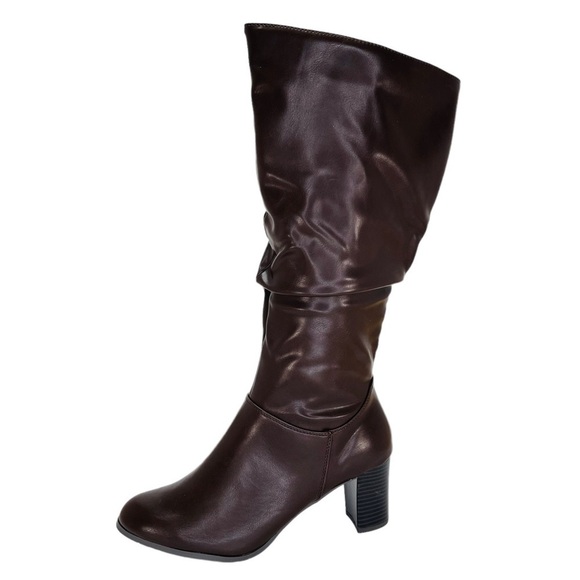 Easy Street Tessla Dark Brown Faux Leather Knee High Womens Boots Size 10W - Picture 2 of 10